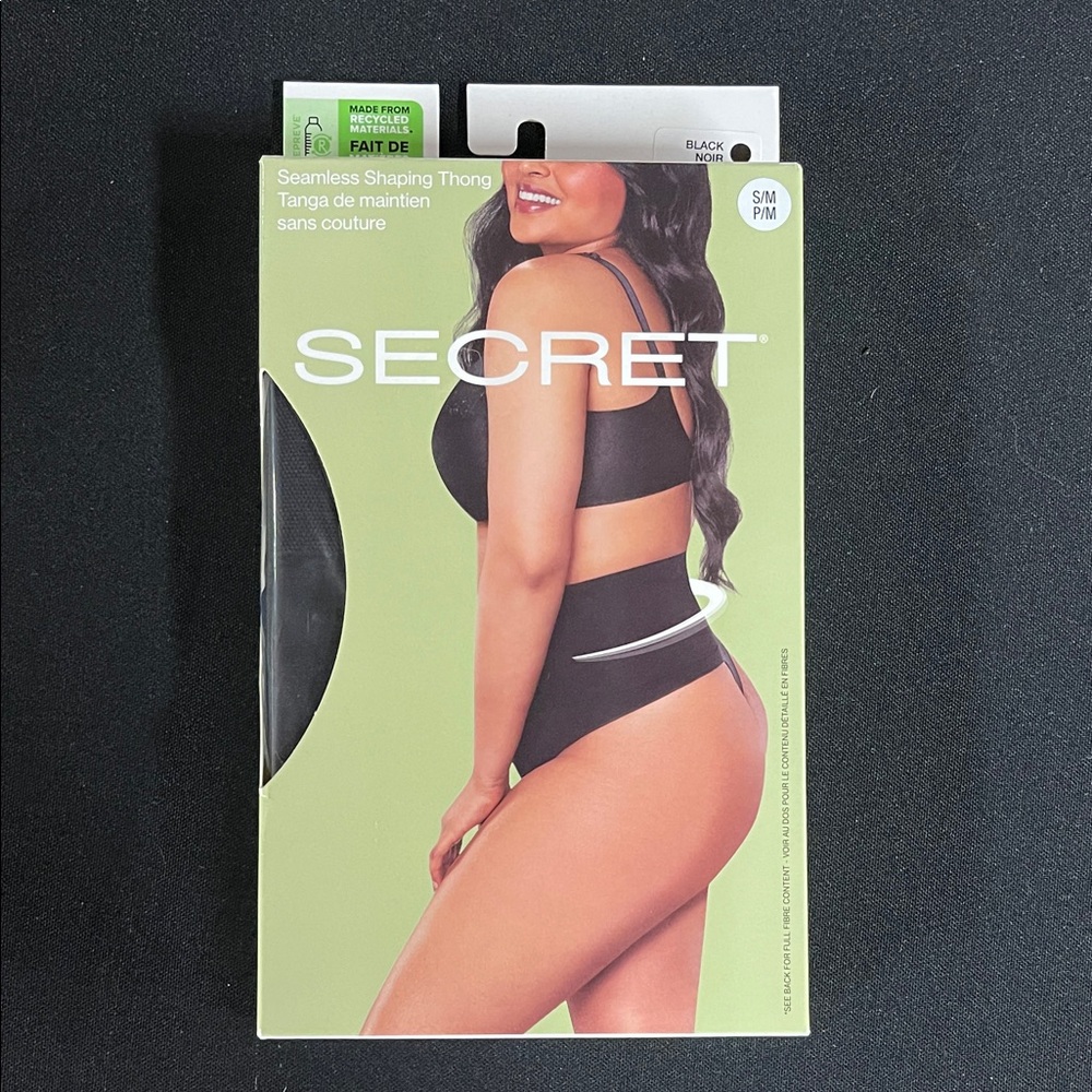 SECRET Black Seamless Shaping Thong S/M NWT